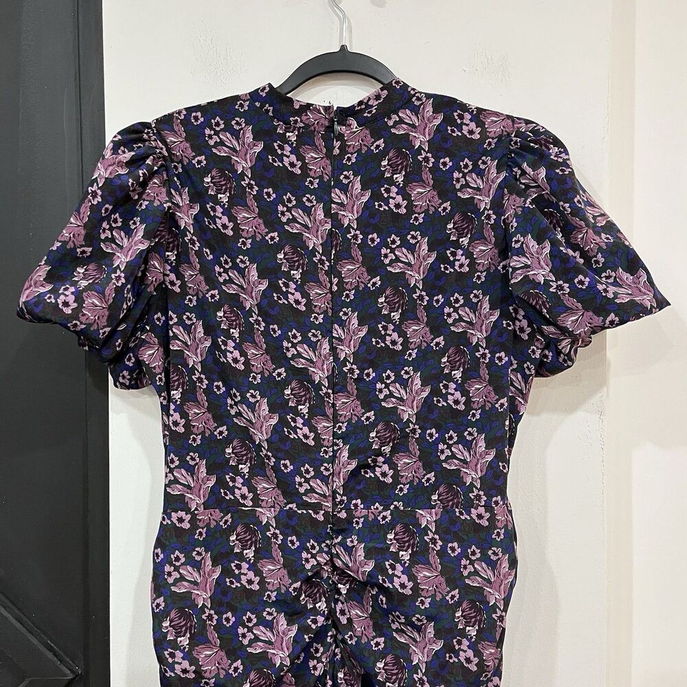 Melrose & Market Floral Ruched Puff Sleeve Dress High Neck Large - Picture 7 of 8